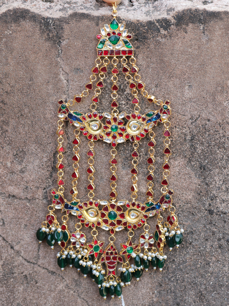 White Colour Gold Plated Jadau Kundan Passa