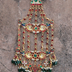 MDH345- Multi Colour Gold Plated Jadau Kundan Passa