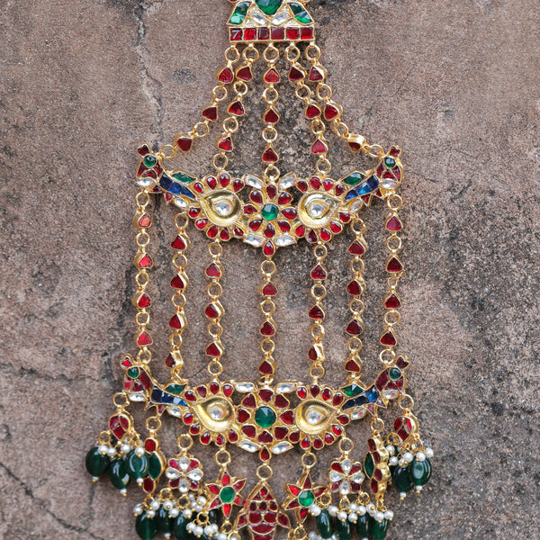 MDH345- White Colour Gold Plated Jadau Kundan Passa
