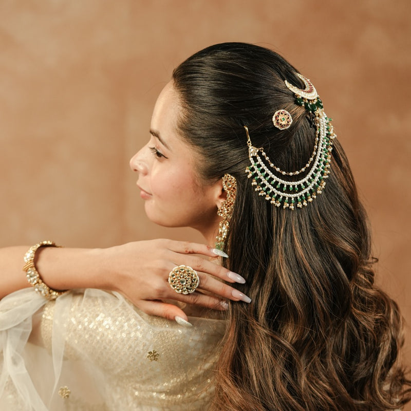 White Colour Gold Plated Jadau Kundan Ring