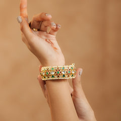 Multi Colour Gold Plated Jadau Kundan Bangle
