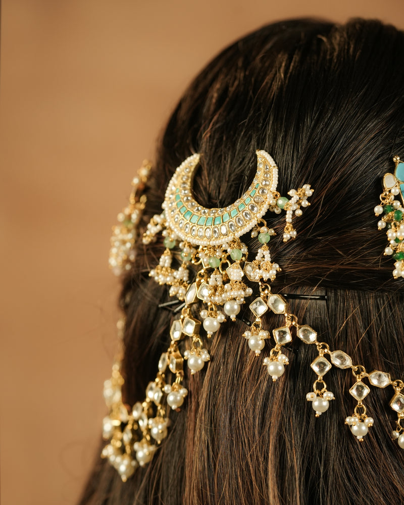 MDE1245 - White Colour Gold Plated Jadau Kundan Kanchain
