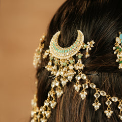 MDE1245 - White Colour Gold Plated Jadau Kundan Kanchain