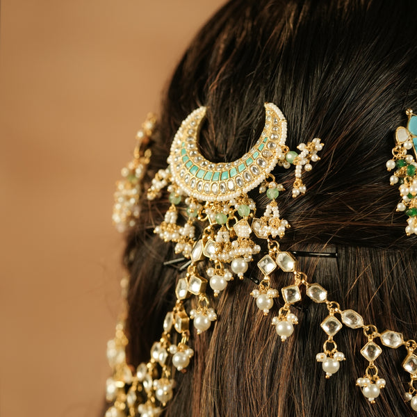 MDE1245 - White Colour Gold Plated Jadau Kundan Kanchain