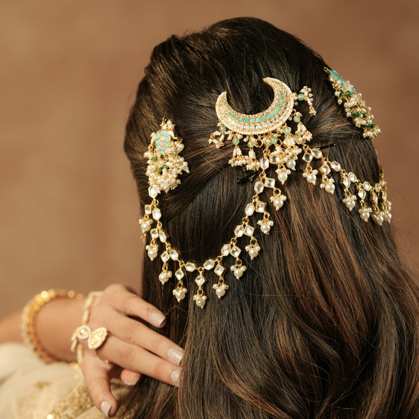 MDE1245 - White Colour Gold Plated Jadau Kundan Kanchain