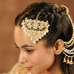 White Colour Gold Plated Jadau Kundan Juda Pin