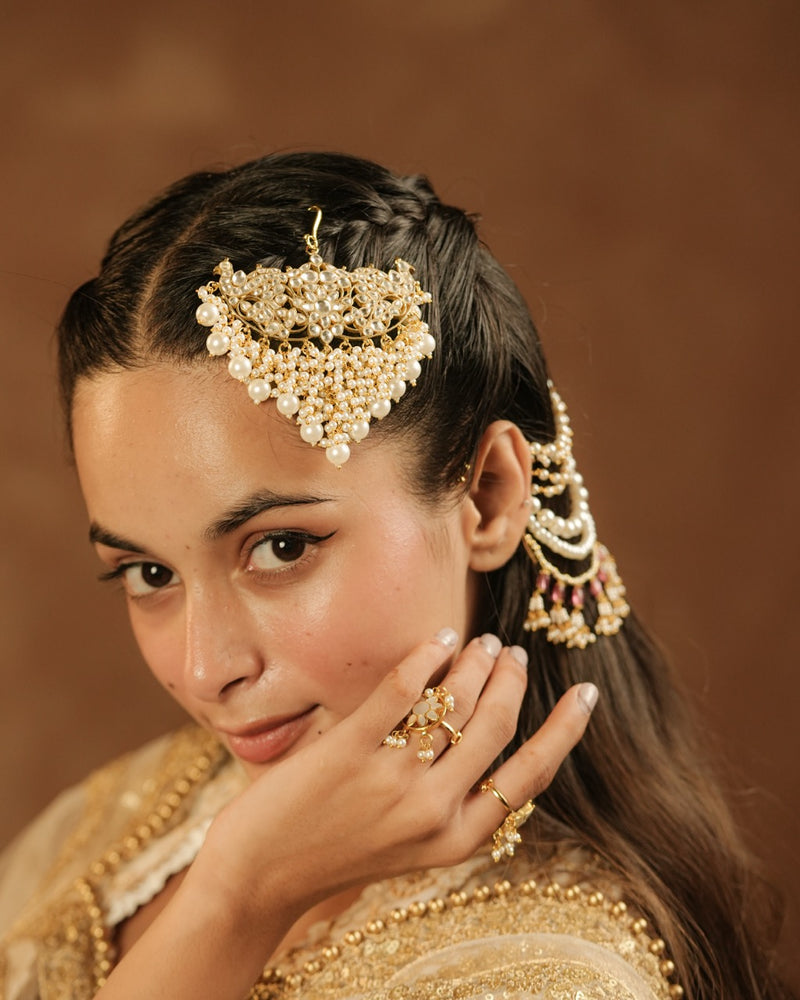 White Colour Gold Plated Jadau Kundan Juda Pin