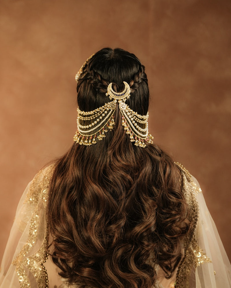 White and Rodolight Colour Gold Plated Jadau Kundan Kanchain