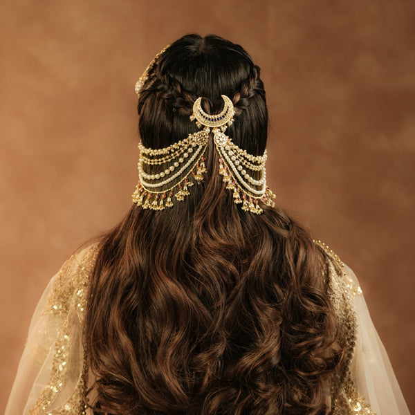 White and Rodolight Colour Gold Plated Jadau Kundan Kanchain