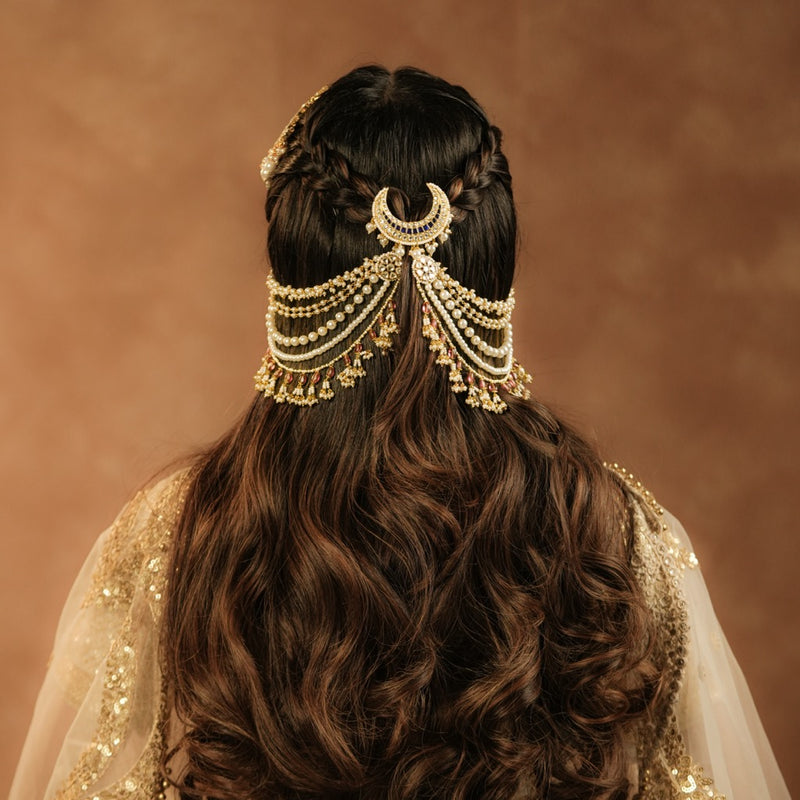 White and Rodolight Colour Gold Plated Jadau Kundan Kanchain