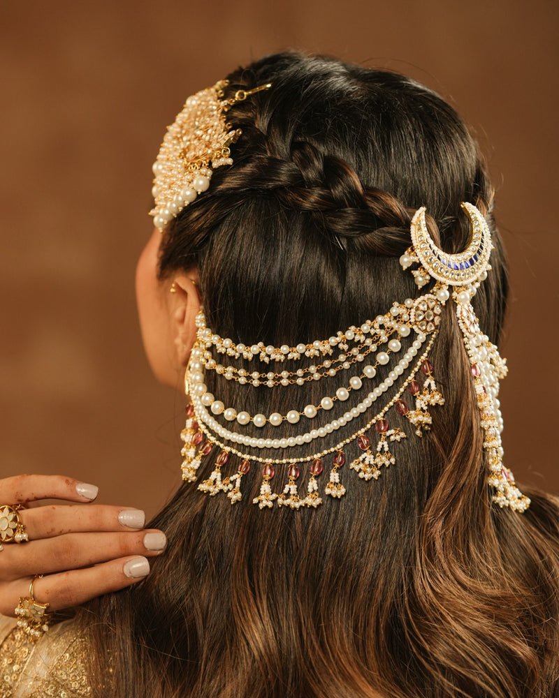 White and Rodolight Colour Gold Plated Jadau Kundan Kanchain