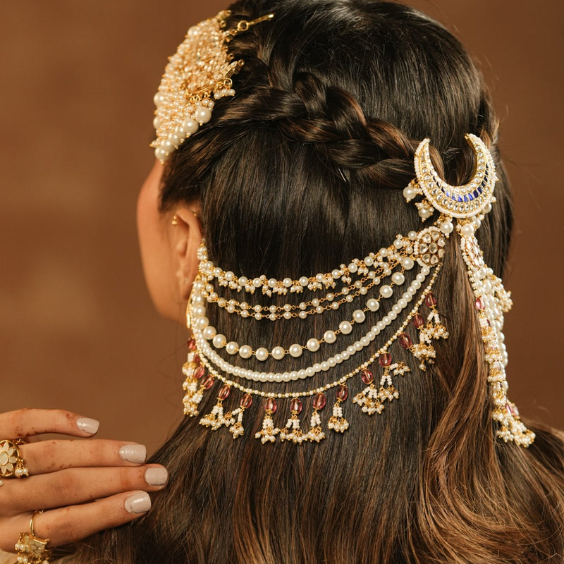 White and Rodolight Colour Gold Plated Jadau Kundan Kanchain