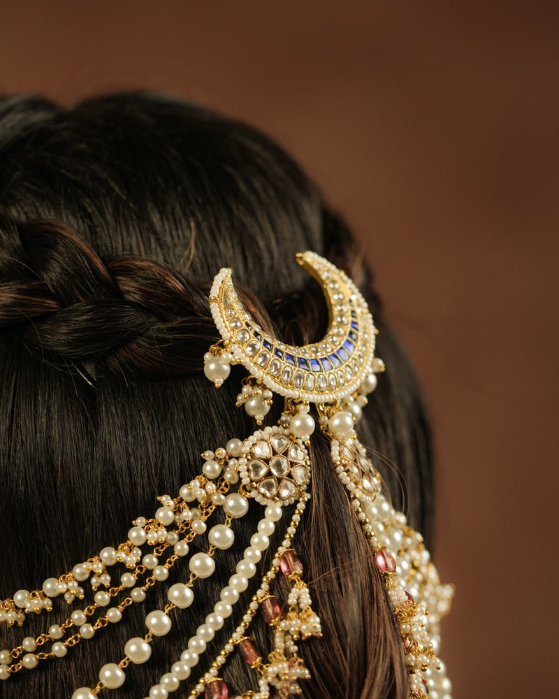 White and Rodolight Colour Gold Plated Jadau Kundan Kanchain