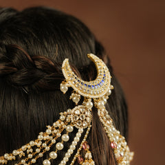 White and Rodolight Colour Gold Plated Jadau Kundan Kanchain