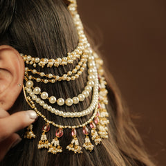 White and Rodolight Colour Gold Plated Jadau Kundan Kanchain