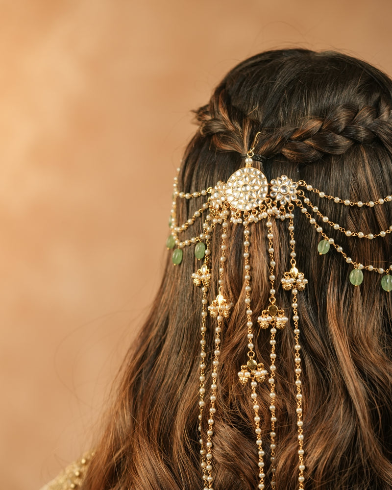 MDBR1254 - White Colour Gold Plated Jadau Kundan Braid