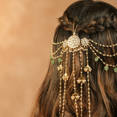 MDBR1254 - White Colour Gold Plated Jadau Kundan Braid