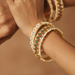 Multi Colour Gold Plated Jadau Kundan Bangle