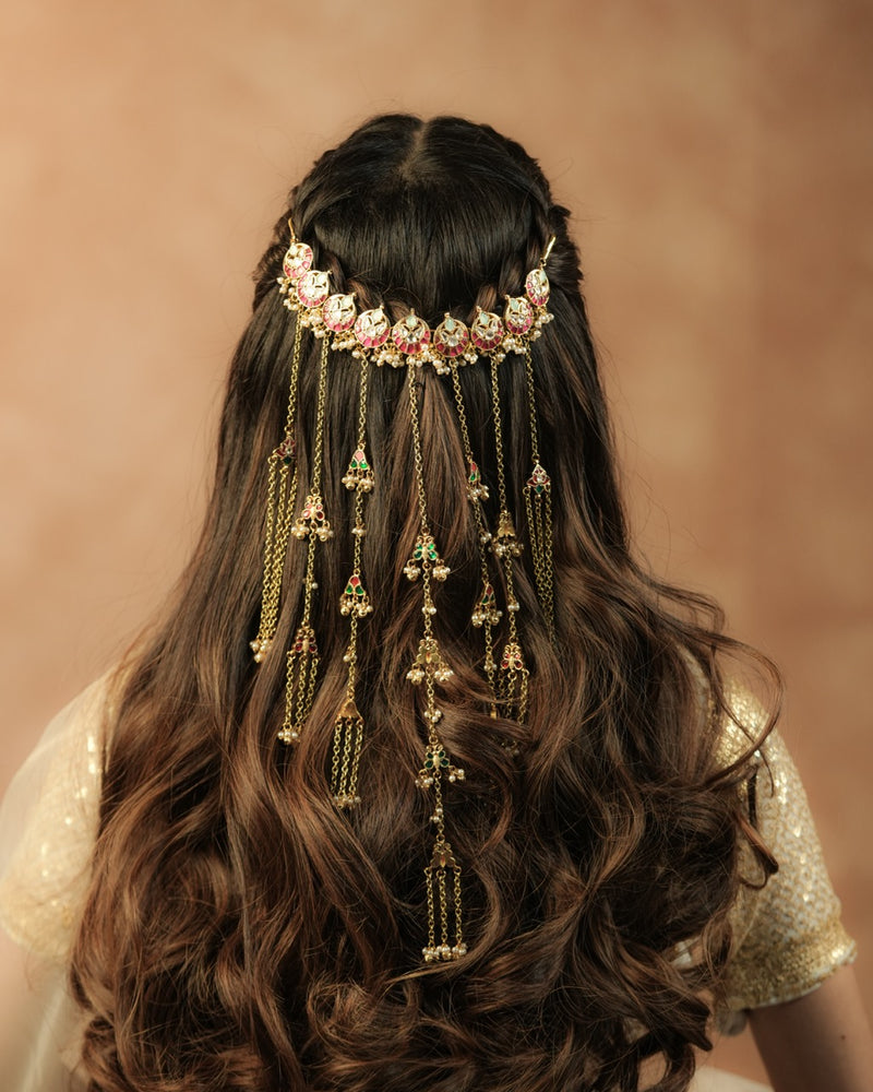 Multi Colour Gold Plated Jadau Kundan Braid