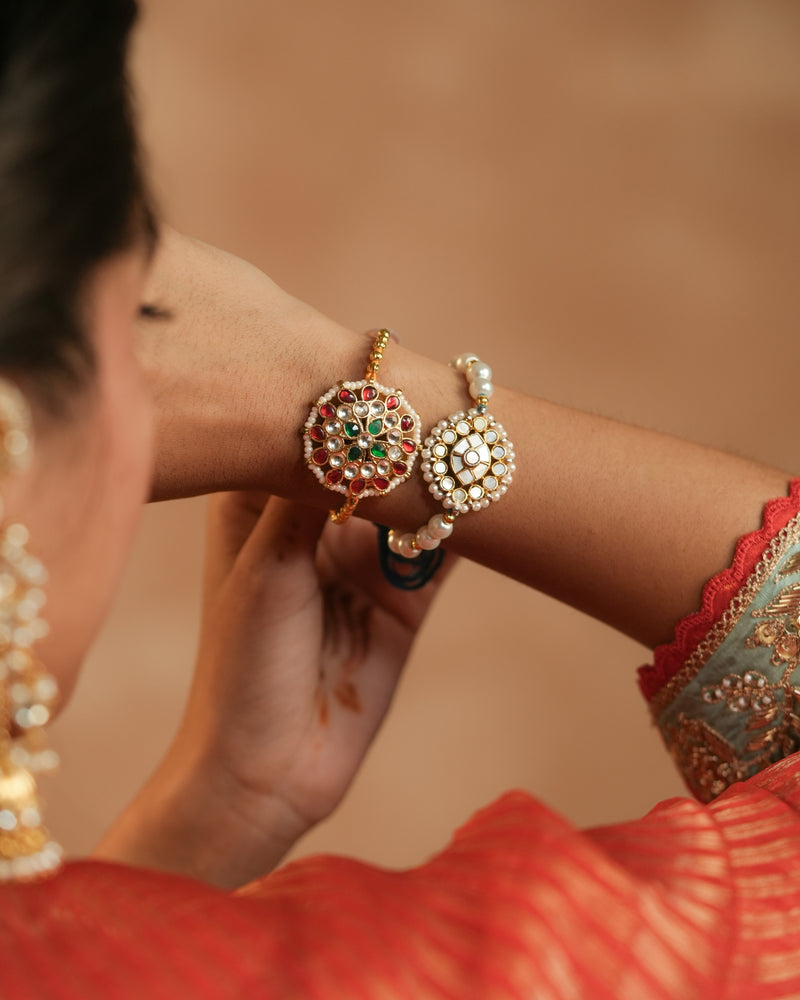 MDRB1261 - Multi Colour Gold Plated Jadau Kundan Bracelet