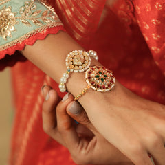 MDRB1261 - Multi Colour Gold Plated Jadau Kundan Bracelet