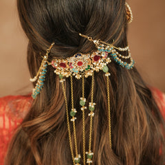 Multi Colour Gold Plated Jadau Kundan Braid