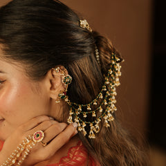 MDE1270 - Multi Colour Gold Plated Jadau Kundan Earcuff