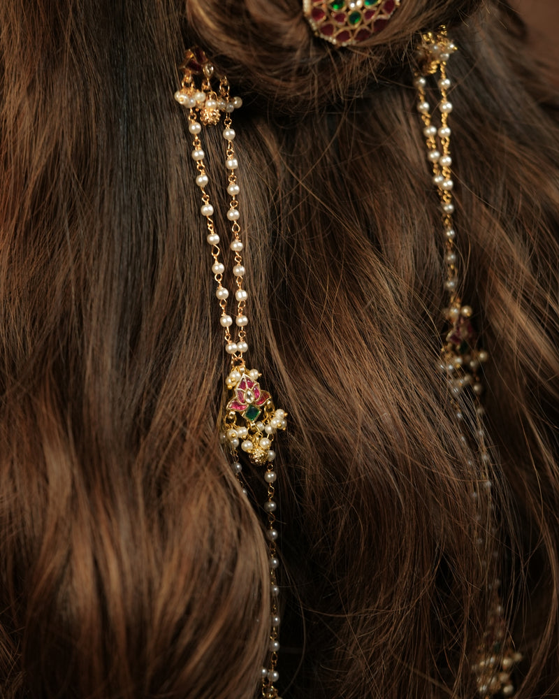 MDBR1274 - Multi Colour Gold Plated Jadau Kundan Braid