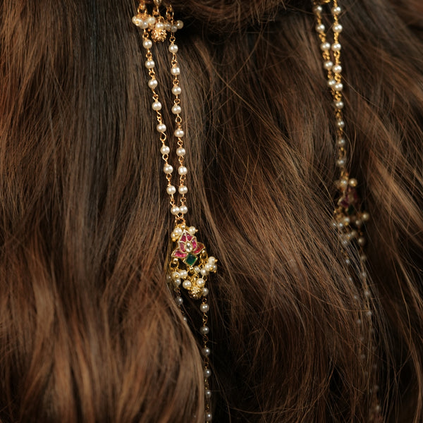 MDBR1274 - Multi Colour Gold Plated Jadau Kundan Braid