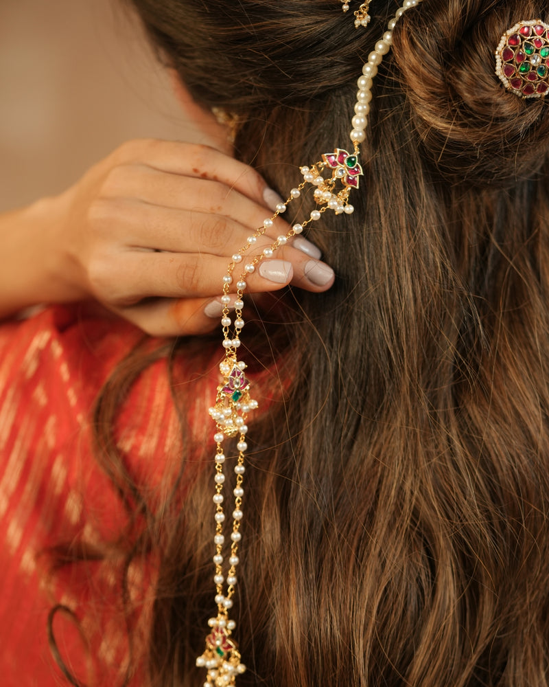 MDBR1274 - Multi Colour Gold Plated Jadau Kundan Braid