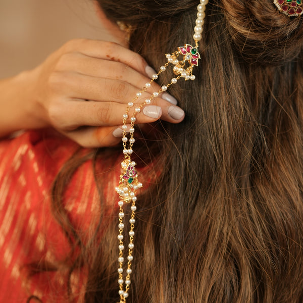 MDBR1274 - Multi Colour Gold Plated Jadau Kundan Braid