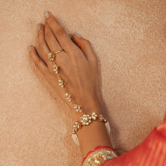 MDHP1239 - Multi Colour Gold Plated Jadau Kundan Hathphool