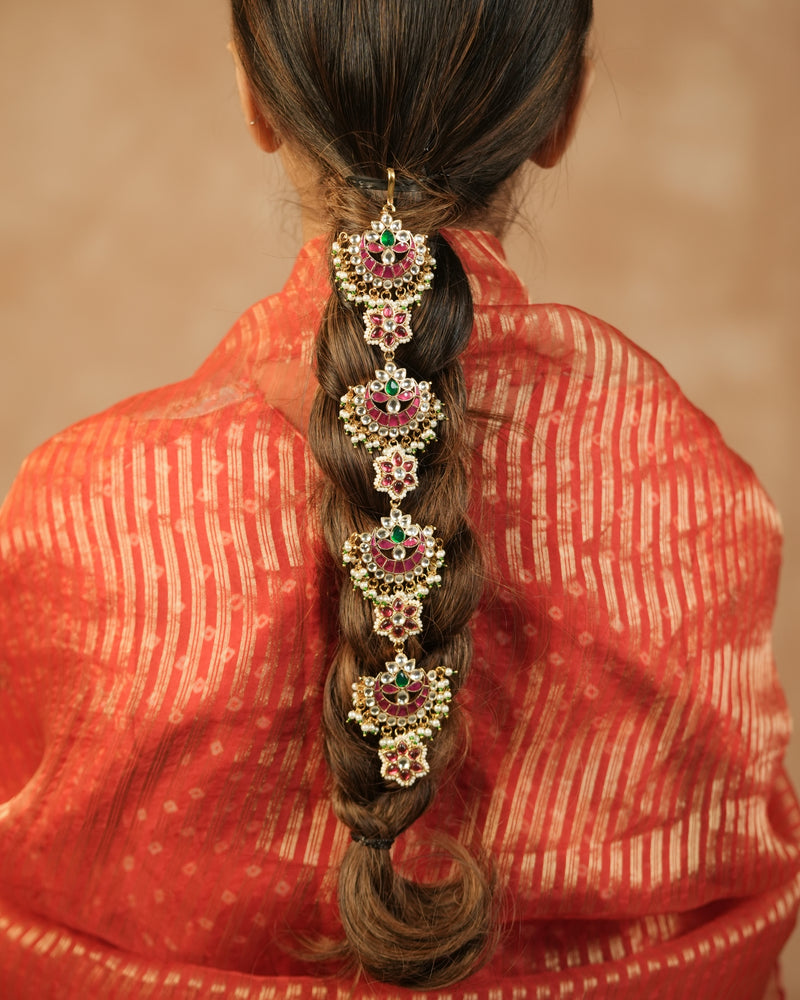 MDBR1272 - Multi Colour Gold Plated Jadau Kundan Braid