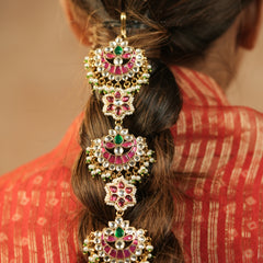 MDBR1272 - Multi Colour Gold Plated Jadau Kundan Braid