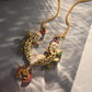 MDN1084- Multiolour Gold Plated Mother of Pearl Peacock Motif Pendant