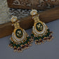 MDE1047- Green And White Color Gold Plated Jadau Kundan Heritage Chandbali Earrings
