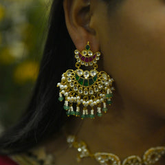 MDE1039- Multicolour Gold Plated Jadau Kundan Dangler Earrings