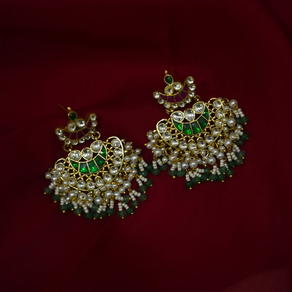 MDE1039- Multicolour Gold Plated Jadau Kundan Dangler Earrings