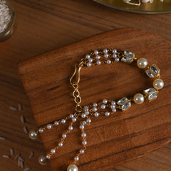 MDB857- White Colour Gold Plated Jadau Kundan Rakhi