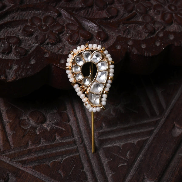 MDBR270- Multi Colour Gold Plated Jadau Kundan Peacock Motif Juda Pin