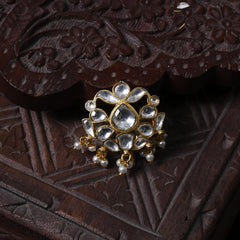 MDBU872- White Colour Gold Plated Jadau Kundan Brooch