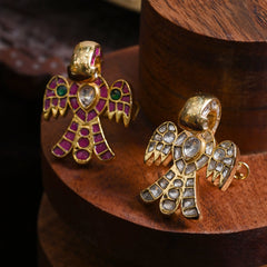 MDE793- Multi Colour Gold Plated Jadau Kundan Eagle Motif Ring