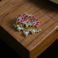 MDBU880- Multi Colour Gold Plated Jadau Kundan Brooch