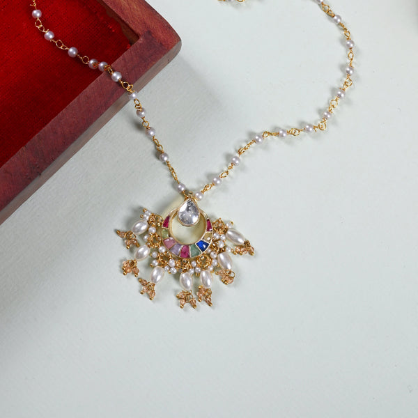 MDN859- Multi Colour Gold Plated Jadau Kundan Pendant