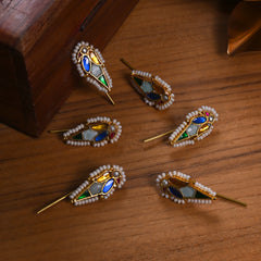 MDBR524- Multi Colour Gold Plated Jadau Kundan Bird Motif Juda Pin