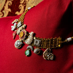 MDN029- Multi Colour Gold Plated Fusion Choker Set