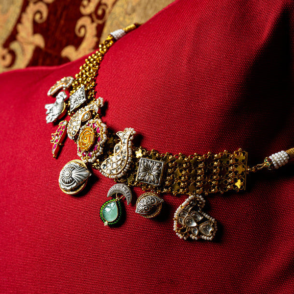 MDN029- Multi Colour Gold Plated Fusion Choker Set