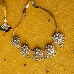 MDN026- White Colour Gold Plated Jadau Kundan Necklace Set