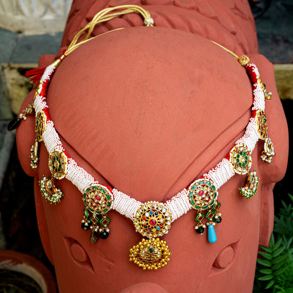 MDN024- Multi Colour Gold Plated Fusion Gadi Pendant Set