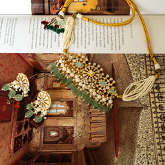 MDN015- White Colour Gold Plated Mother of Pearl Choker set